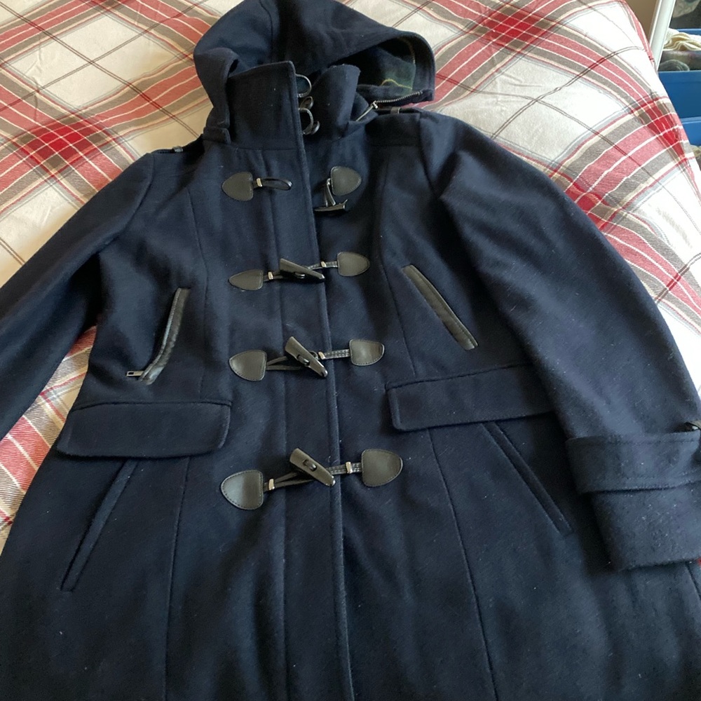 Navy Tommy Hilfiger Wool Toggle Coat